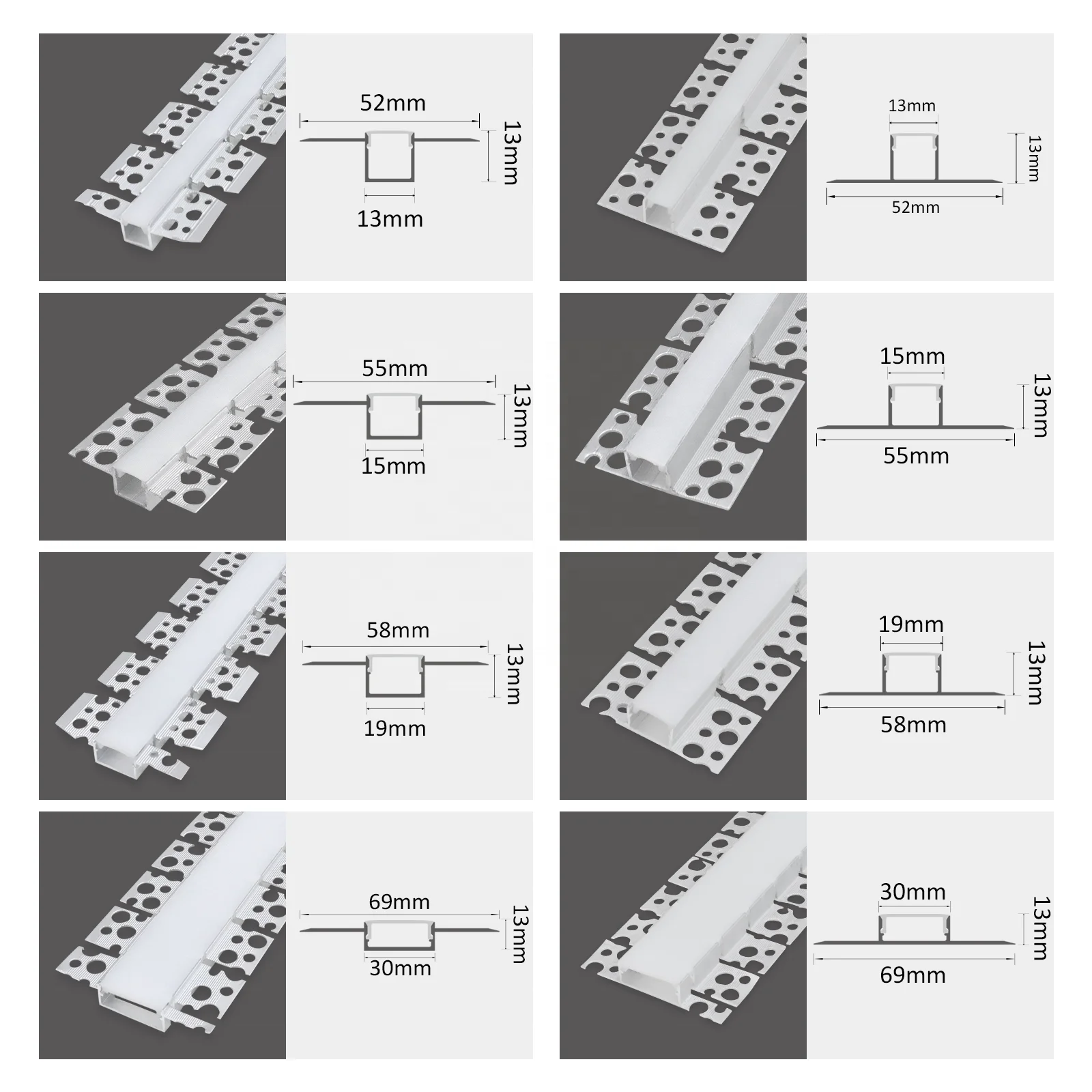 Led Aluminum Profile For Ceiling Flexible Led Drywall Keel Channel Recessed Plaster In Led Profile 3m