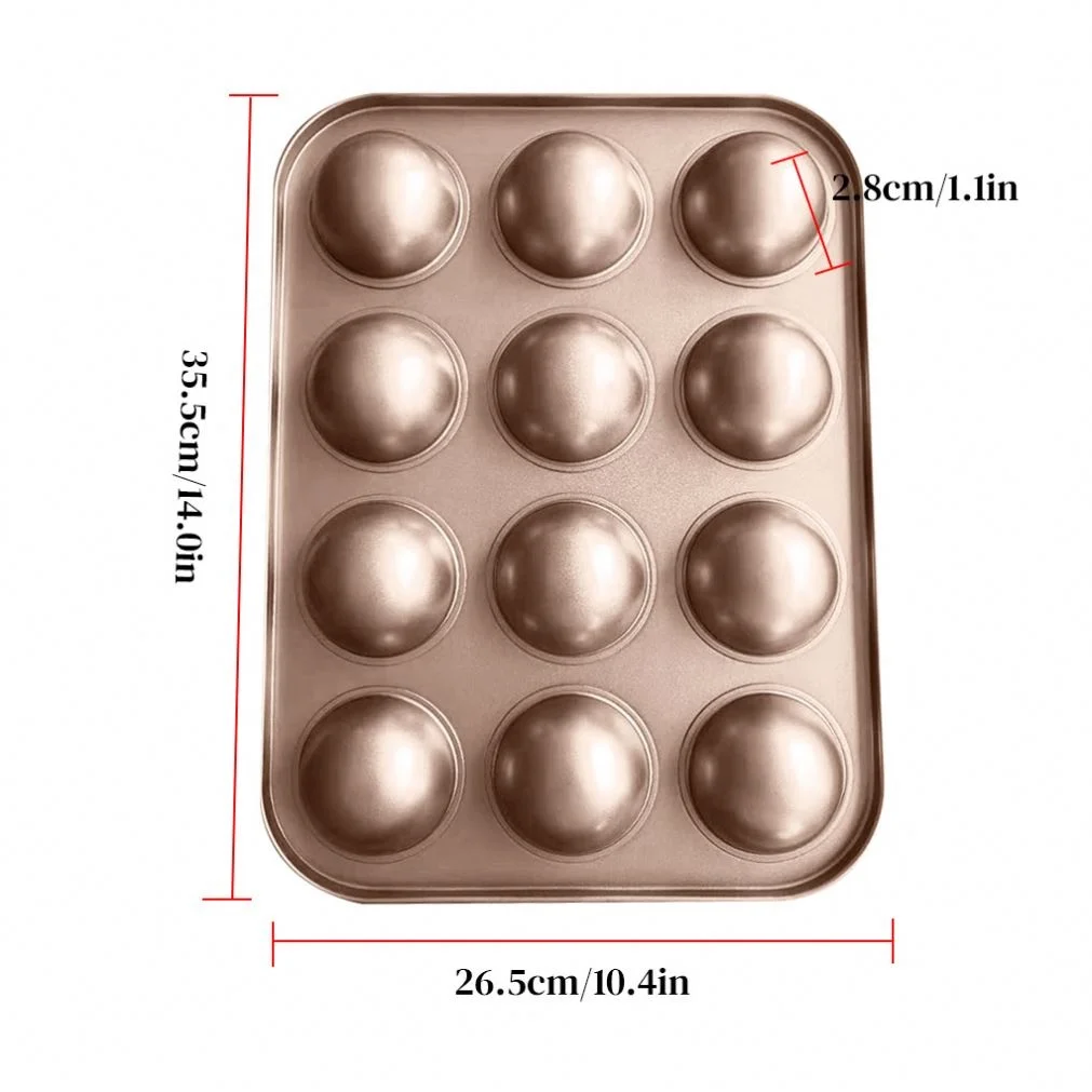 4/6/9/12 Cavity Non-stick Cake Mold Carbon Steel Round Half Ball Mould Baking Tray for Chocolate Desserts Ice Cream