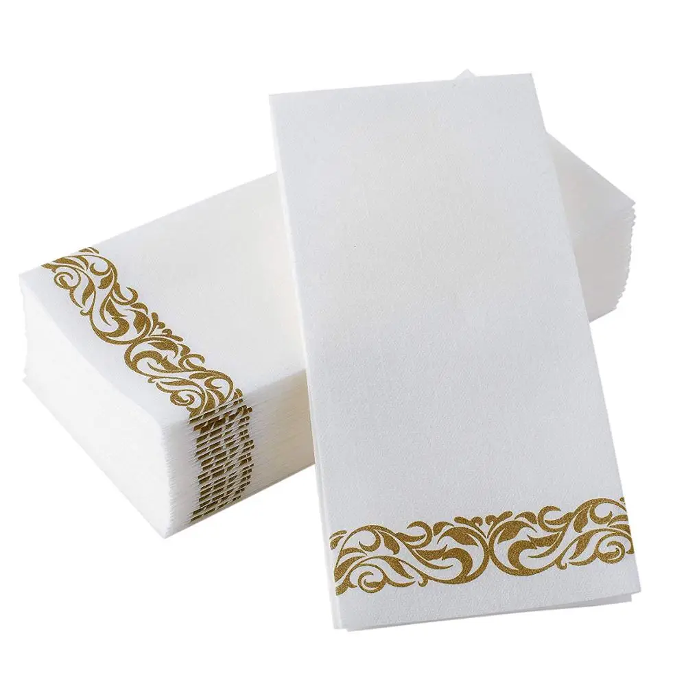 Disposable Guest Towels Soft and Absorbent Paper Hand Towels Durable Decorative Bathroom Hand Napkins for Kitchen,Party, Wedding