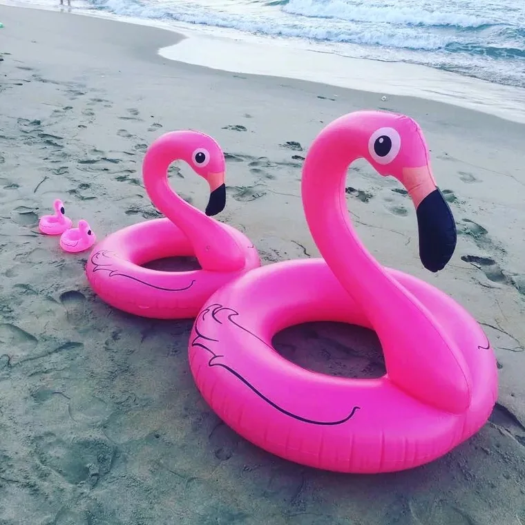 Hot selling Pvc Inflatable Flamingo Swim Ring for kids and adults