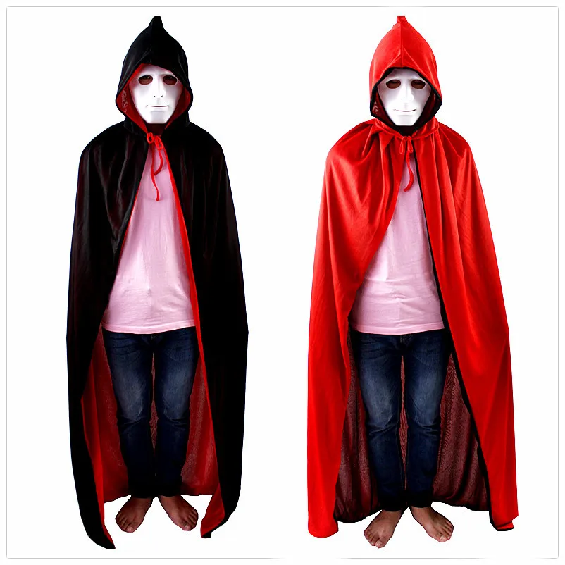 80cm-150cm Unisex Black Red Cloak Party Vampires Cape Cosplay Costumes Halloween Cape for Kids Women Men