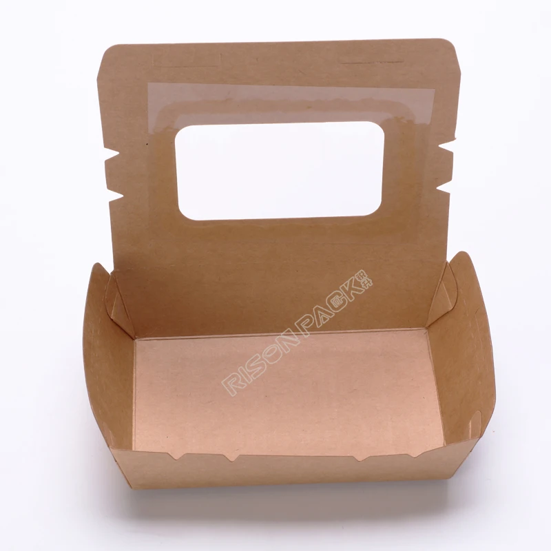 disposable easy to take out salad food paper packaging boxes  window pie take away container sushi box to go
