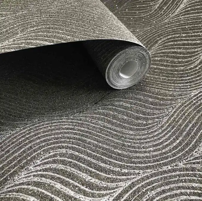 Free Samples Black Gold Glitter Mica Wallpaper Fireproof Wallpaper Fashion Home Interior Decoration