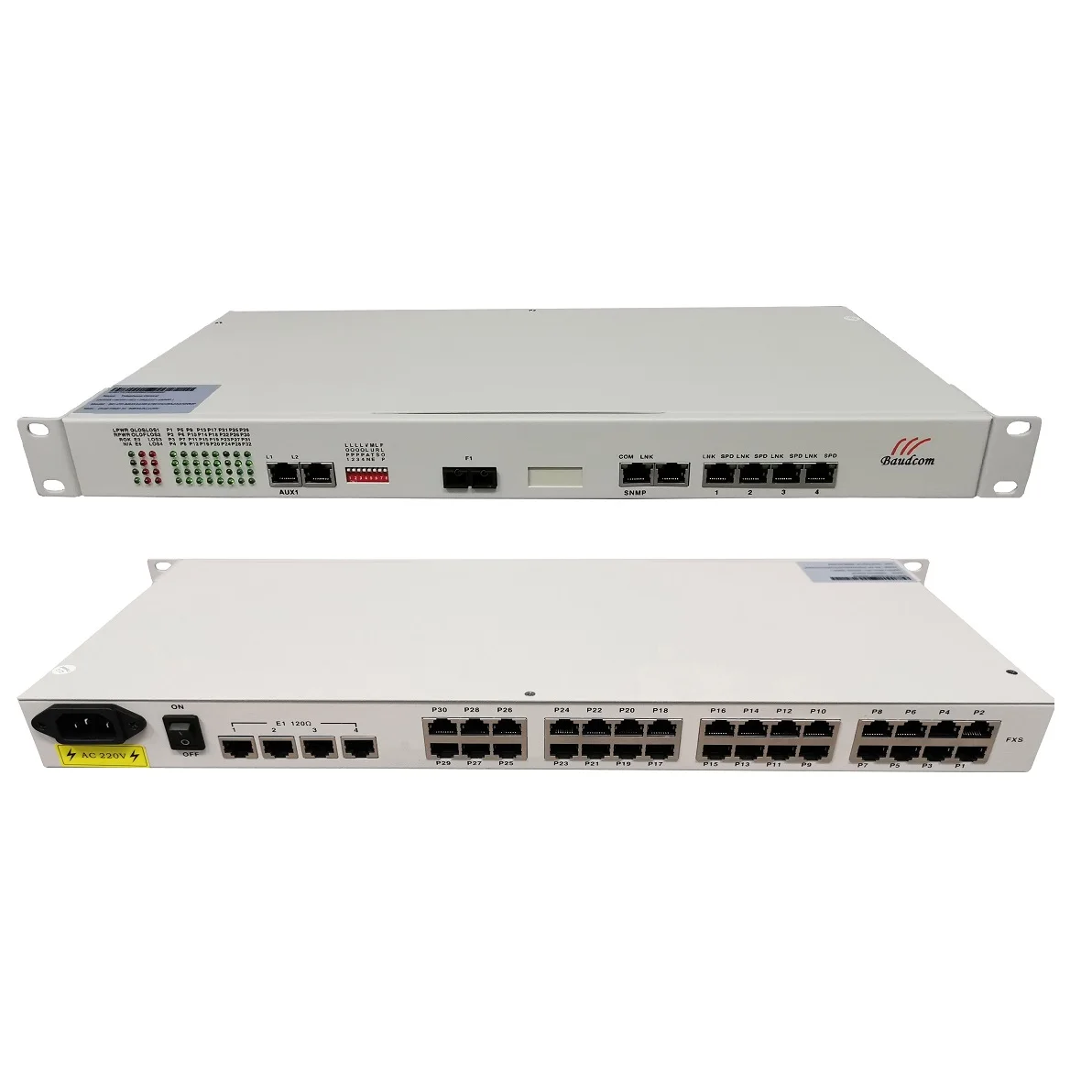 30 channel POTS(FXO/FXS) Voice over Fiber Multiplexer Voice over Fiber Converter with Ethernet and E1 Ports