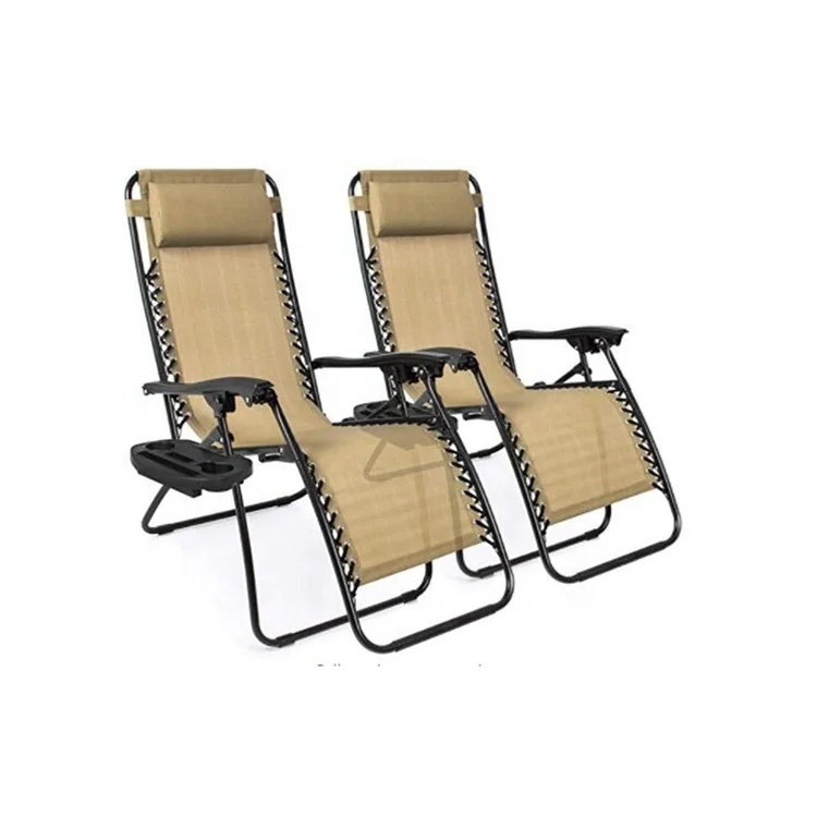
Zero Gravity Chair Patio Folding Lawn Lounge Chairs Camp Reclining Chair with Cup Holder 