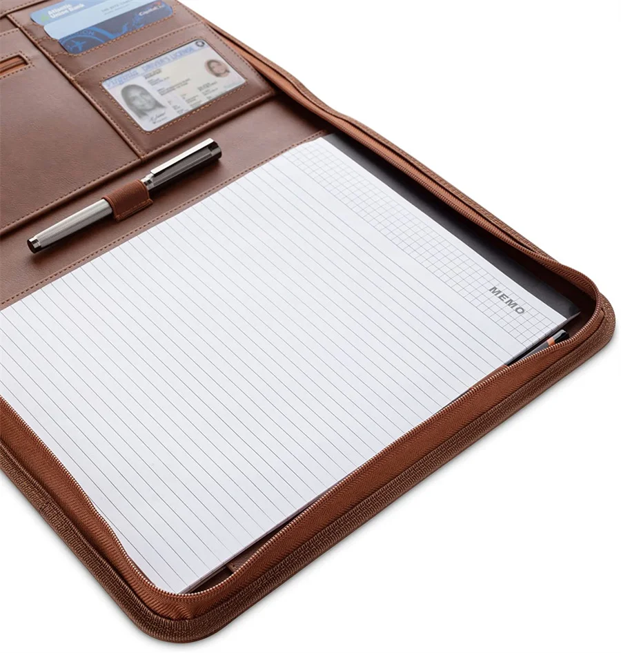 Personalized Executive Leather Business Resume Portfolio Padfolio Notebook Organizer with Zipper