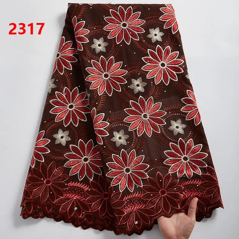 2455 Latest Nigerian Swiss Lace Fabric In Switzerland African White Embroidery Cotton Lace Fabrics For Women