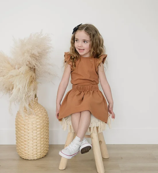 Детский льняной комбинезон в стиле бохо белый для девочек