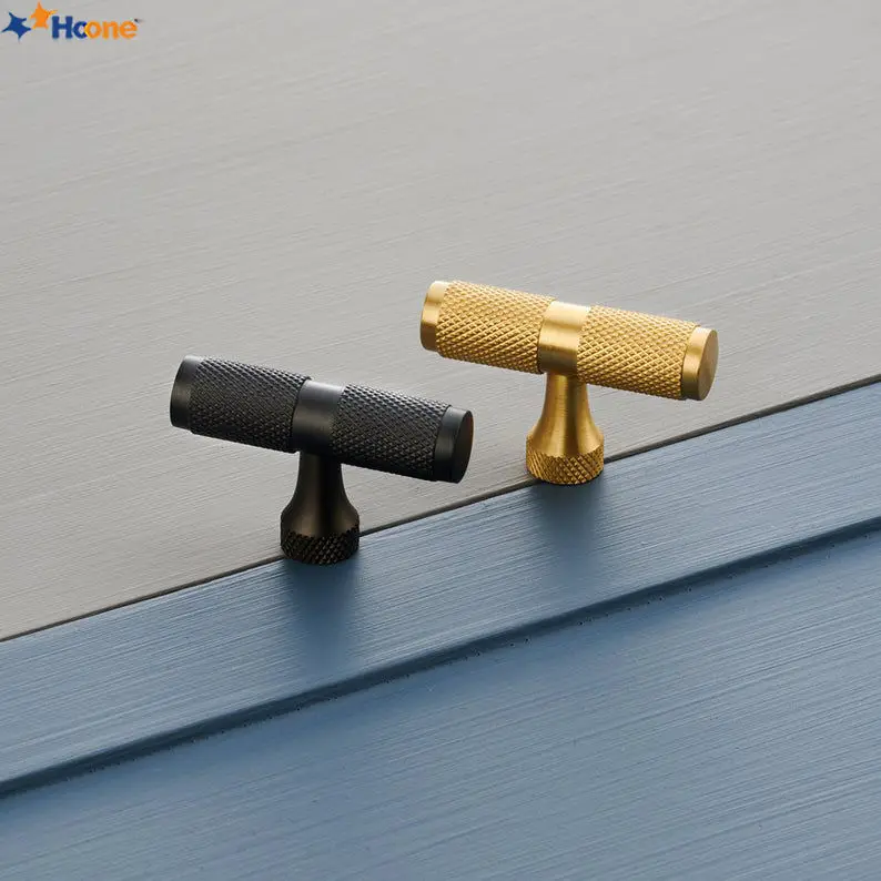 Hoone Hot Selling Knurled Cabinet Pulls Black Knurled Handle Pull Black Gold Handles Gold Cabinet Knurled Handle