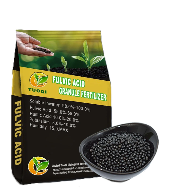 Custom Agricultural Organic Fertilizer Fulvic Acid + Humic Acid Granular Pellets Quick Release for Soil Application