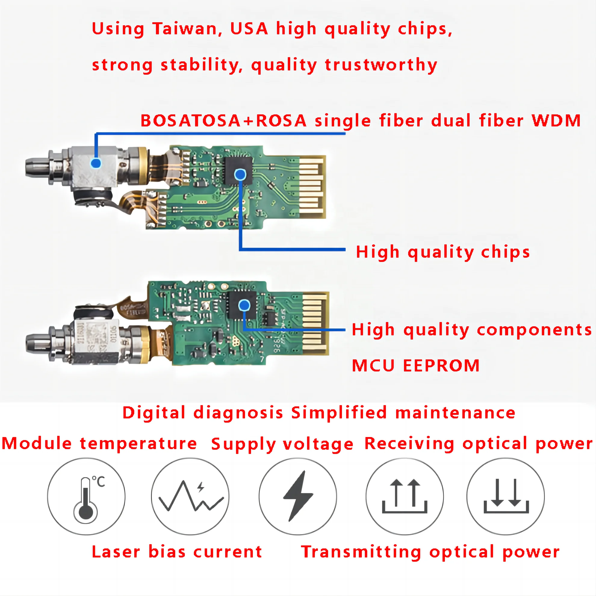 10G Fiber Optic Module 1330nm LC Single Mode Fiber Optical SFP Modules For Fiber Optic Switch Router