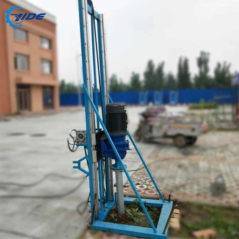 Electrical motor-driven 2.2m depth Solar photovoltaic spiral screw piles drilling machine