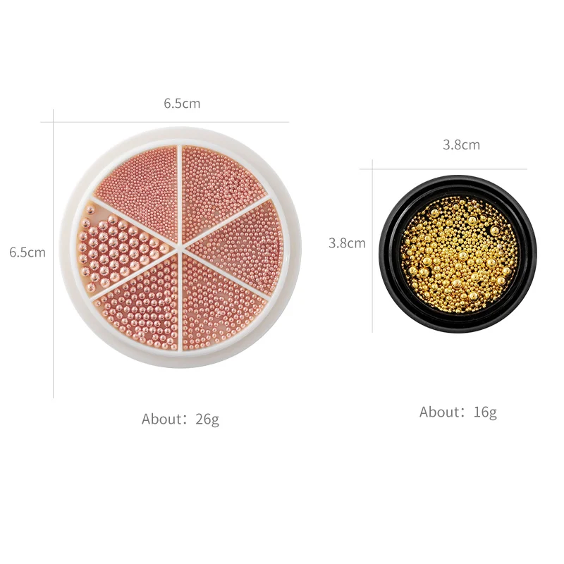 Mixed Sizes Gold Sliver Rose Steel Caviar Beads Nail Studs 3D Metal Nail Art Decorations Wheel Manicure Tools