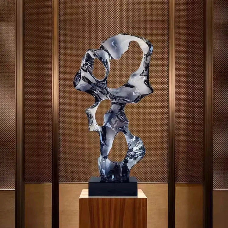 T004 Transparent resin abstract floor sculpture hotel lobby Taihu stone ornaments villa clubhouse sales office soft decorations