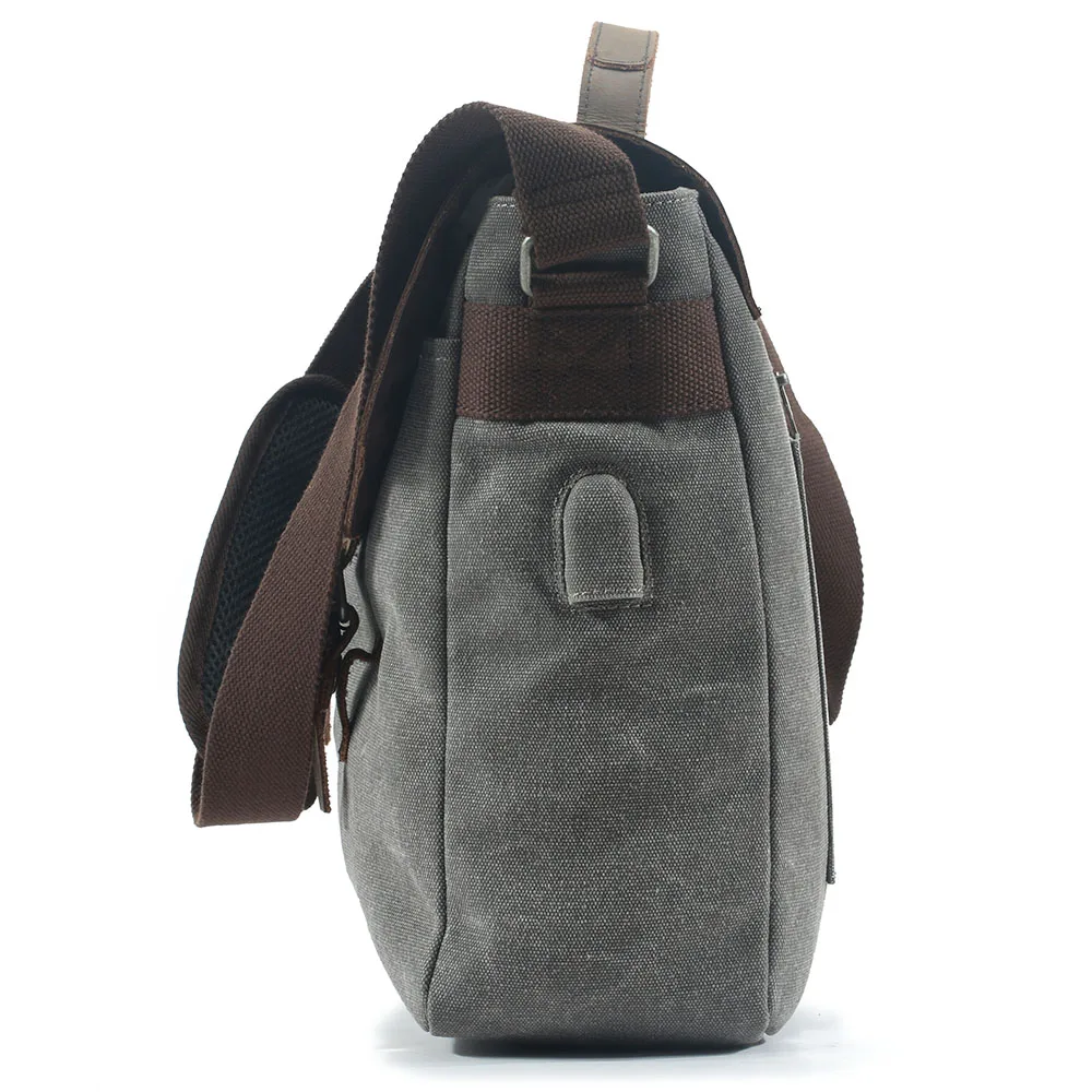 custom design vintage leather men shoulder document laptop bag canvas messenger bags for men business