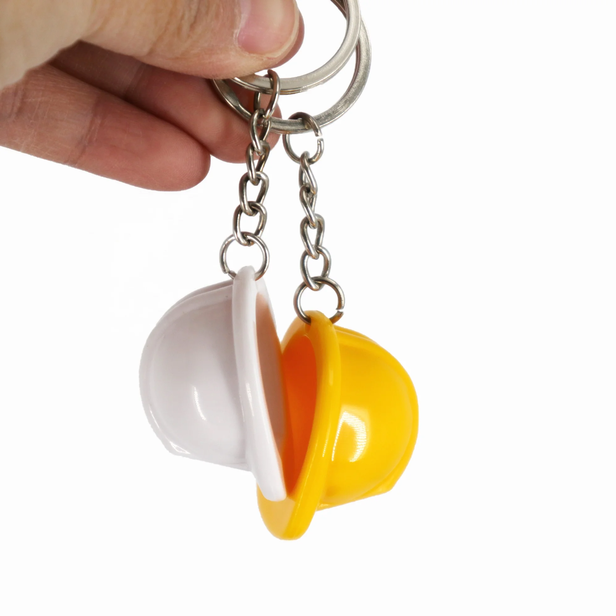 Promotional High Quality Metal Keyring Plastic Cheap ABS Mini Safety Helmet Shape Keychain with Custom Logo