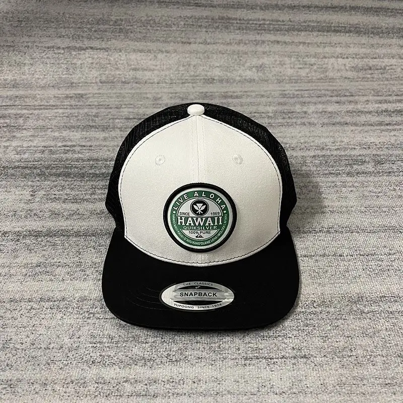 100% Cotton 5 Panels Patch Embroidery Logo Flat Trucker Cap