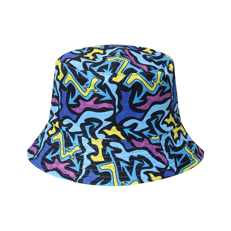 Custom Logo All-Print Fisherman Bucket Hat Reversible Sublimated Embroidery Cap Velour Casual Halloween Gifts Cartoon Leaf