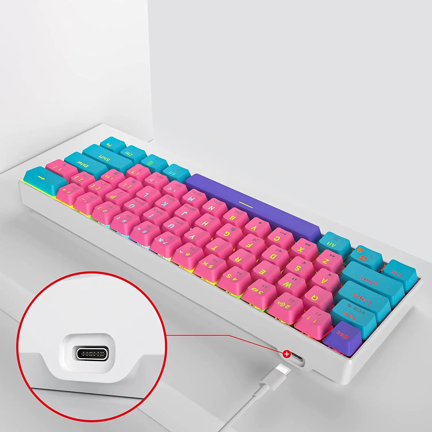 Шт. RGB LED свет изготовленный на заказ переключатель провода Gamming металла 60% игровая механическая