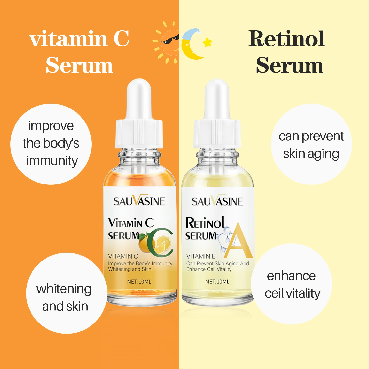 OEM 100% Natural Face Care Set Face Serum Whitening Retinol Vitamin C Serum For Beauty Vitamin C