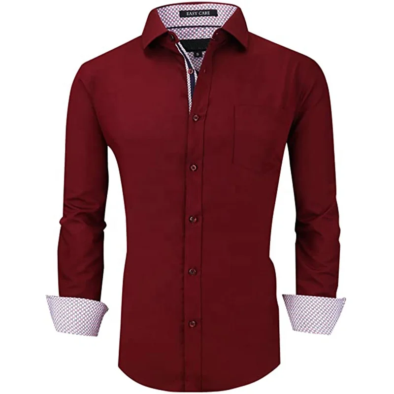 Рубашка мужская однотонная деловая с длинными рукавами, индивидуальный пошив, деловая формальная, повседневная, высокого качества, большие размеры