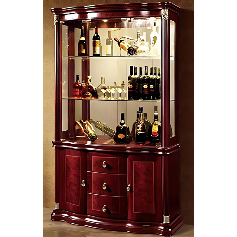 Audrey Luxury Home Furniture Wine Bar Cabinet Glass Wine Rack Display Cabinet Wine Cabinet
