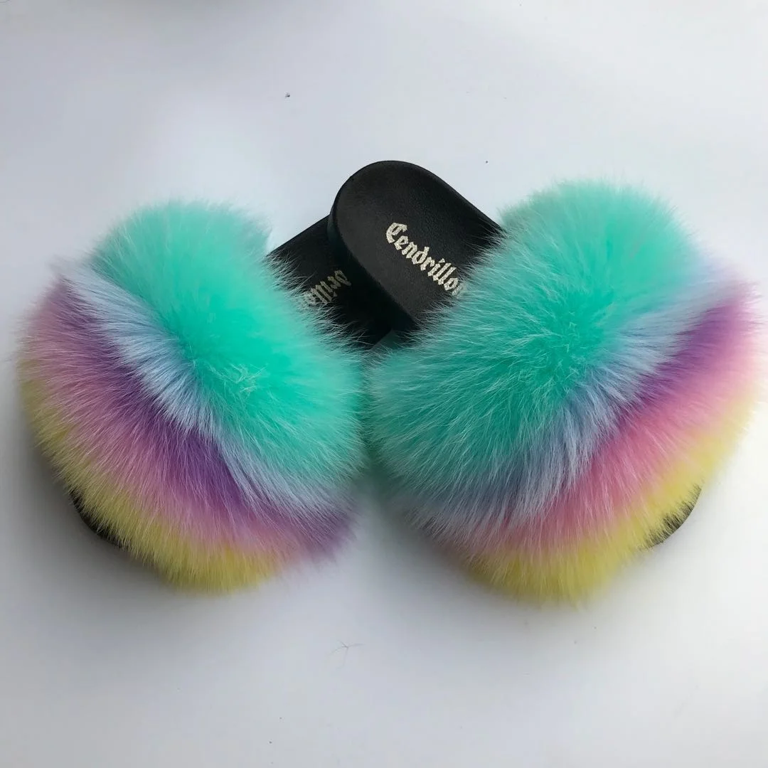 Fashionable high quality fur home slippers fur white  fur slippers
