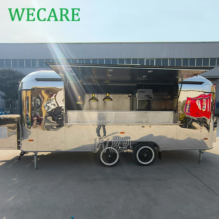 WECARE New Design Mobile Snack Food Trailer Fully Equipped Street Corn Hot Dog Fries Burger Taco Food Food Truck with Pizza Oven