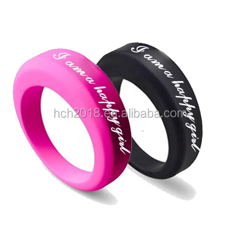 Embossed logo custom bands silicone wedding ring