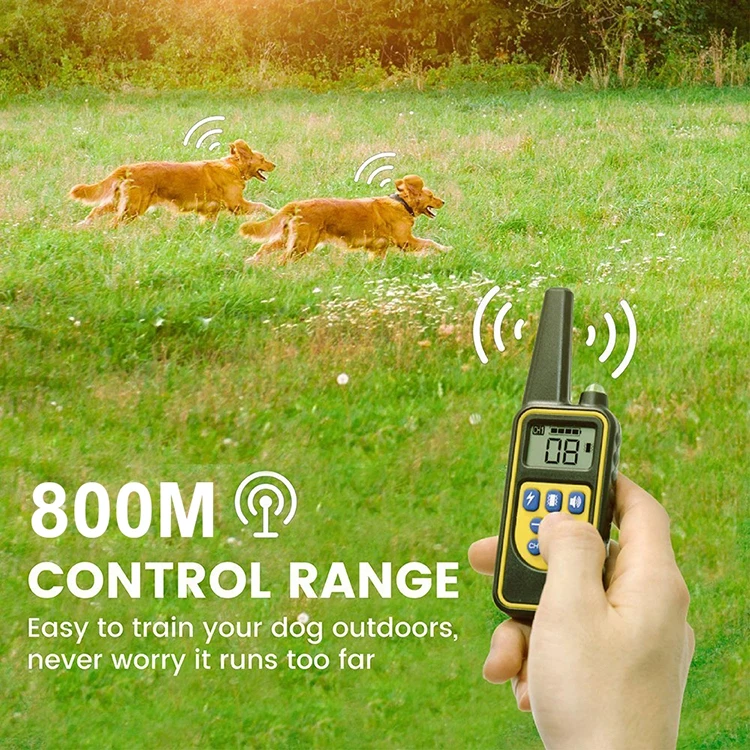 
Amazon Top Seller 800m Smart 3 Collar Rechargeable Waterproof Electronic Shock Remote Dog Training Collar 
