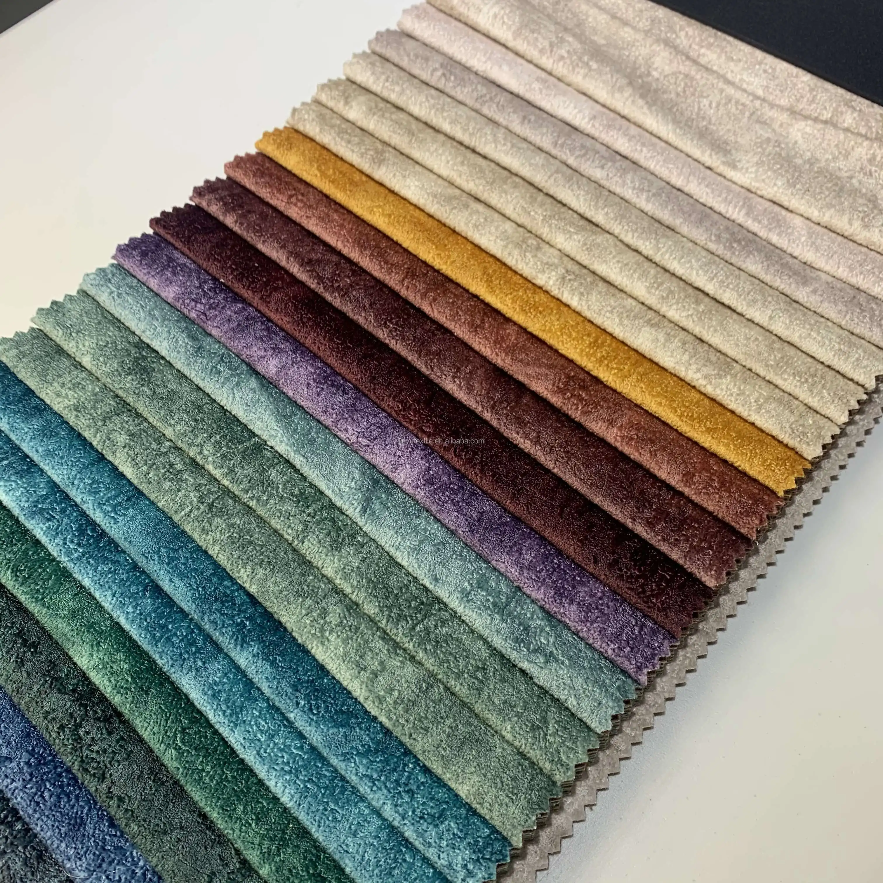 Print and Embossed Soft Velour Sofa Fabric for Furniture  Popular Blue Weft Nonwoven TWILL Roll Packing Viscose / Polyester