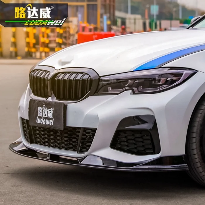 Automotive Parts Carbon Fiber look Car Front Bumper Lip For BMW 3 Series G20 Upgrade AC Type Front Lip Splitter 2019 2020