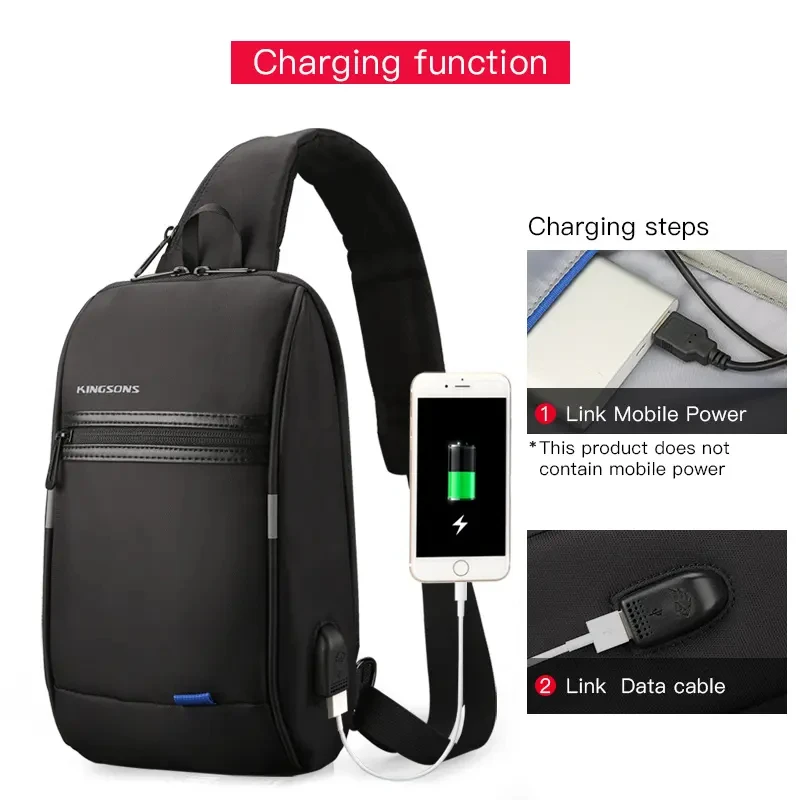 Factory Low Price Waterproof Men Shoulder Chest Crossbody Side Bag Mini Messenger Sling Bag With Usb Port