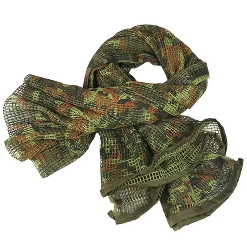 Camouflage tactical mesh scarf sniper scarf veil Camping hunting multi-purpose hiking sunscreen breathable