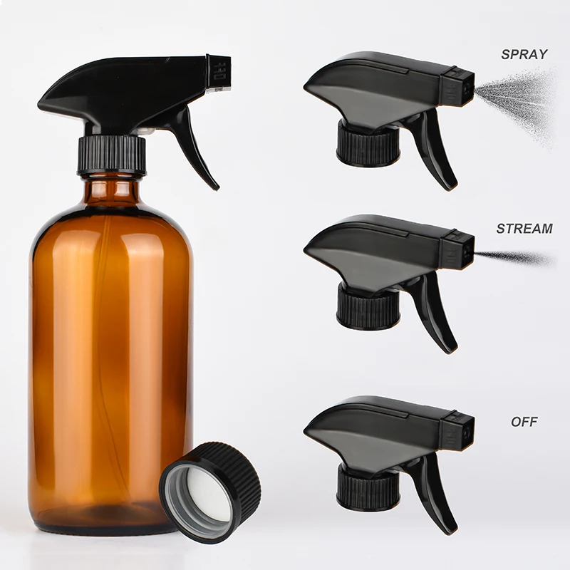 empty 8oz 250ml 500ml Brown Clear Boston Round Salad Oil Shampoo Glass Dispenser Bottles