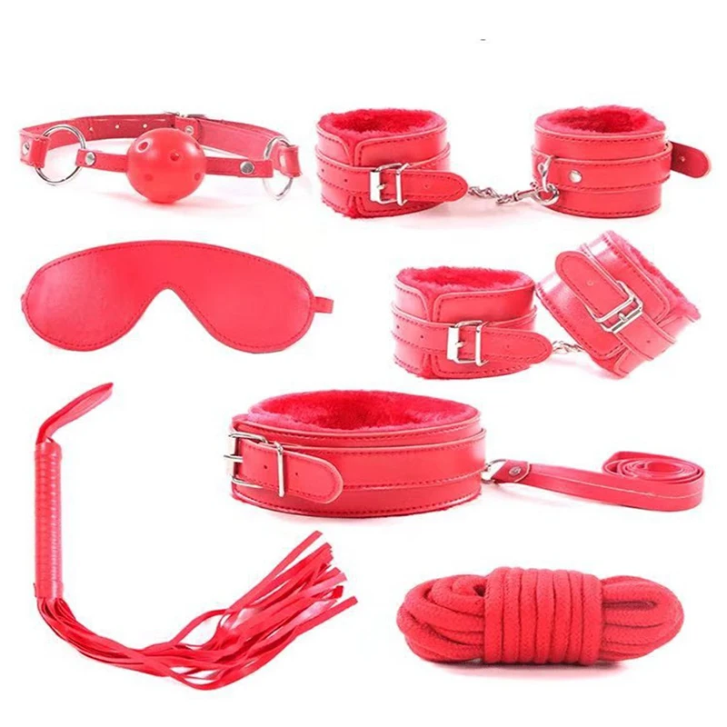 
Best Sellers Sex Bondage Restraints Set Sex Bdsm Handcuffs Footcuff Whip Rope Blindfold 