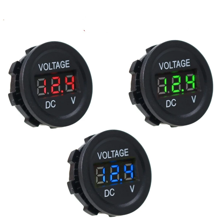 Waterproof round auto boat car  motorcycle DC6-30V LED panel mini digital voltage meter tester display voltmeter