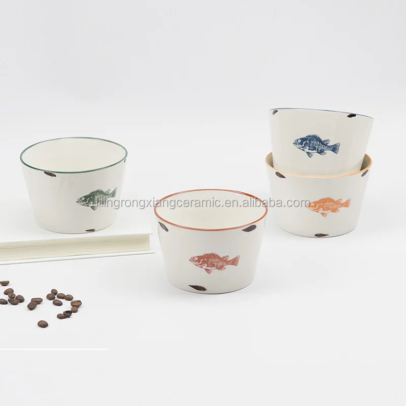 
New Design Pad Printing Ceramic Bowl 5 inch Ceramic smooth colorful glaze Bowls for Noodles 