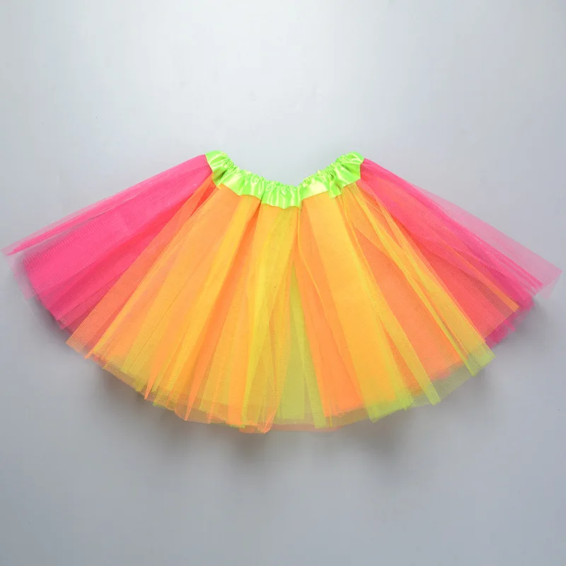 Best Selling Rainbow Color Girl Tulle Skirt Custom Logo Summer A-Line Dance Girls Skirts