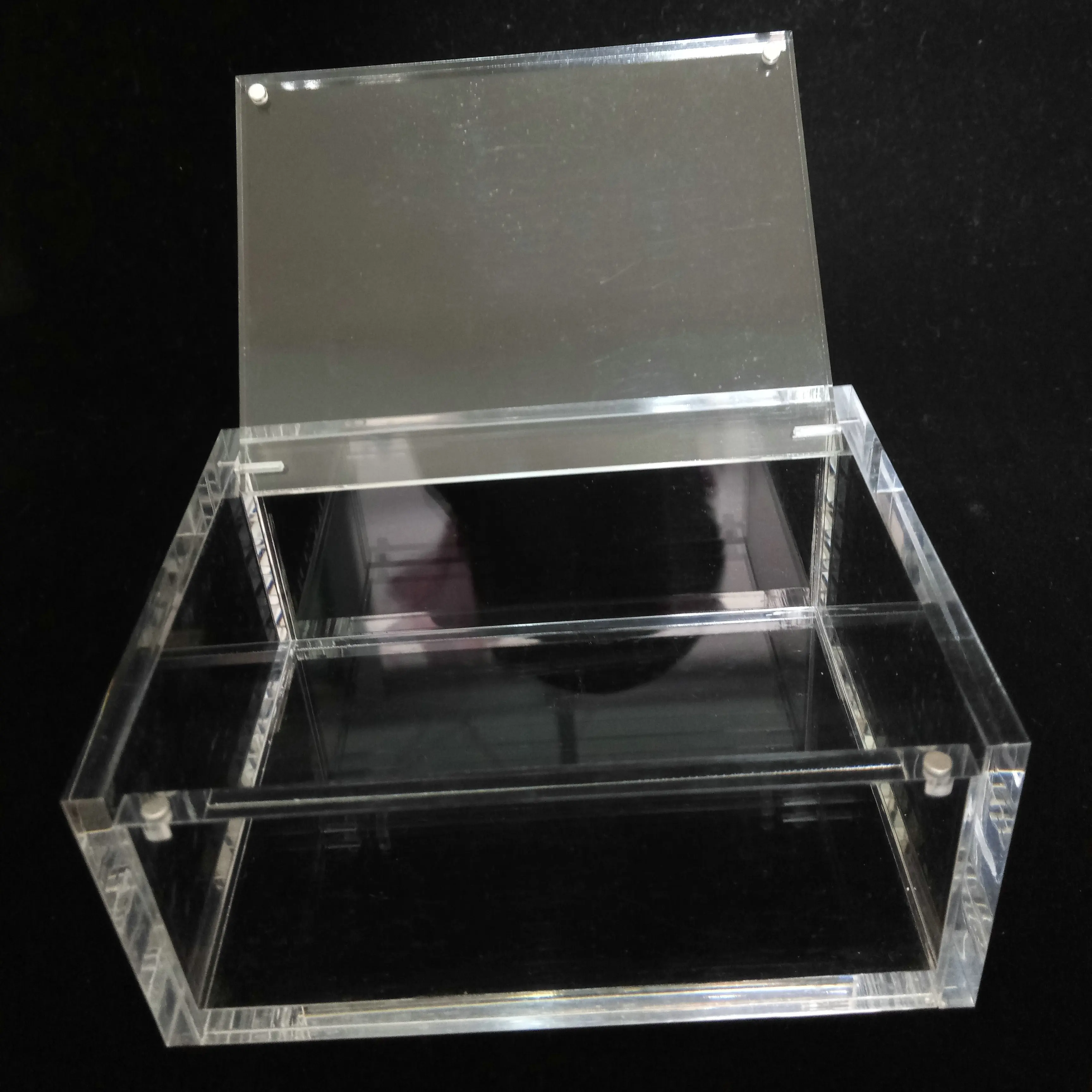 Chinese factory Custom made clear hinged case acrylic storage box with lid for cosmetic jewelry packing