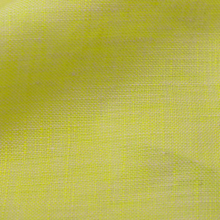 Custom color soft skin friendly light Yellow linen material 100% pure Linen plain Fabric 150gsm For clothing shirts