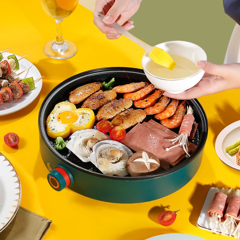 Customized Non-stick BBQ Grill  Hot Pot Frying  Cooking Pot Portable Electric Grill Pan