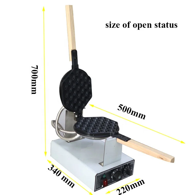 Snack machine commercial non-stick surface egg bubble waffle maker with Timer thermostat