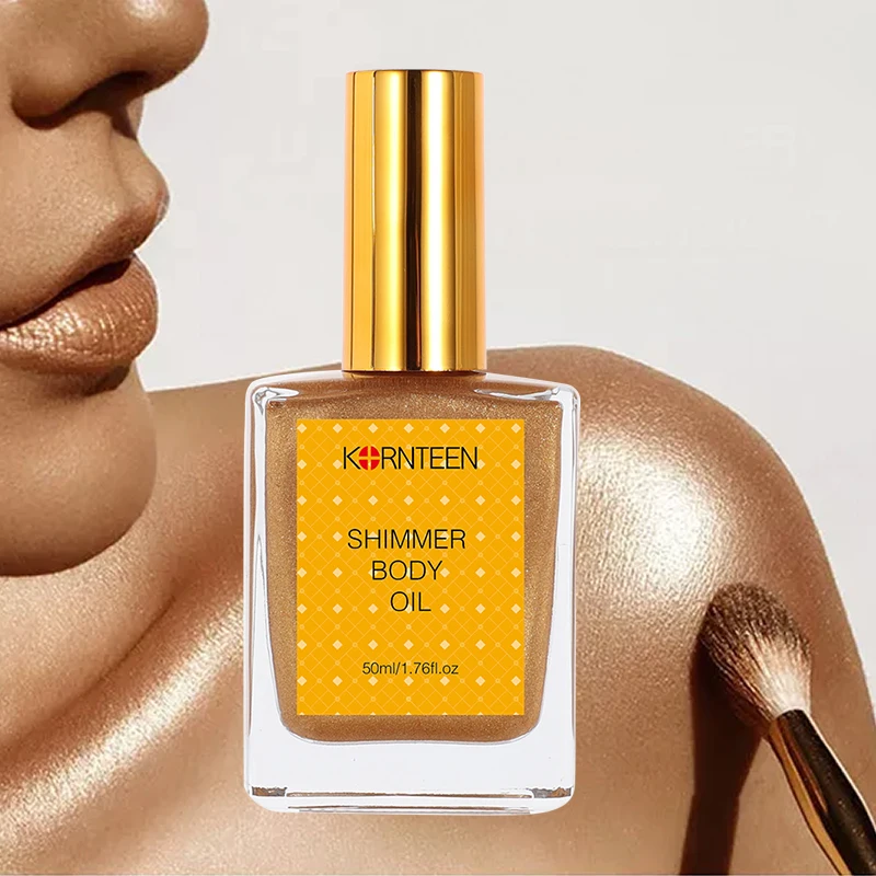 Private Label Makeup Shimmer Oil Face Glow Bronzer Highlighter Liquid Glitter Shimmer Body Oil