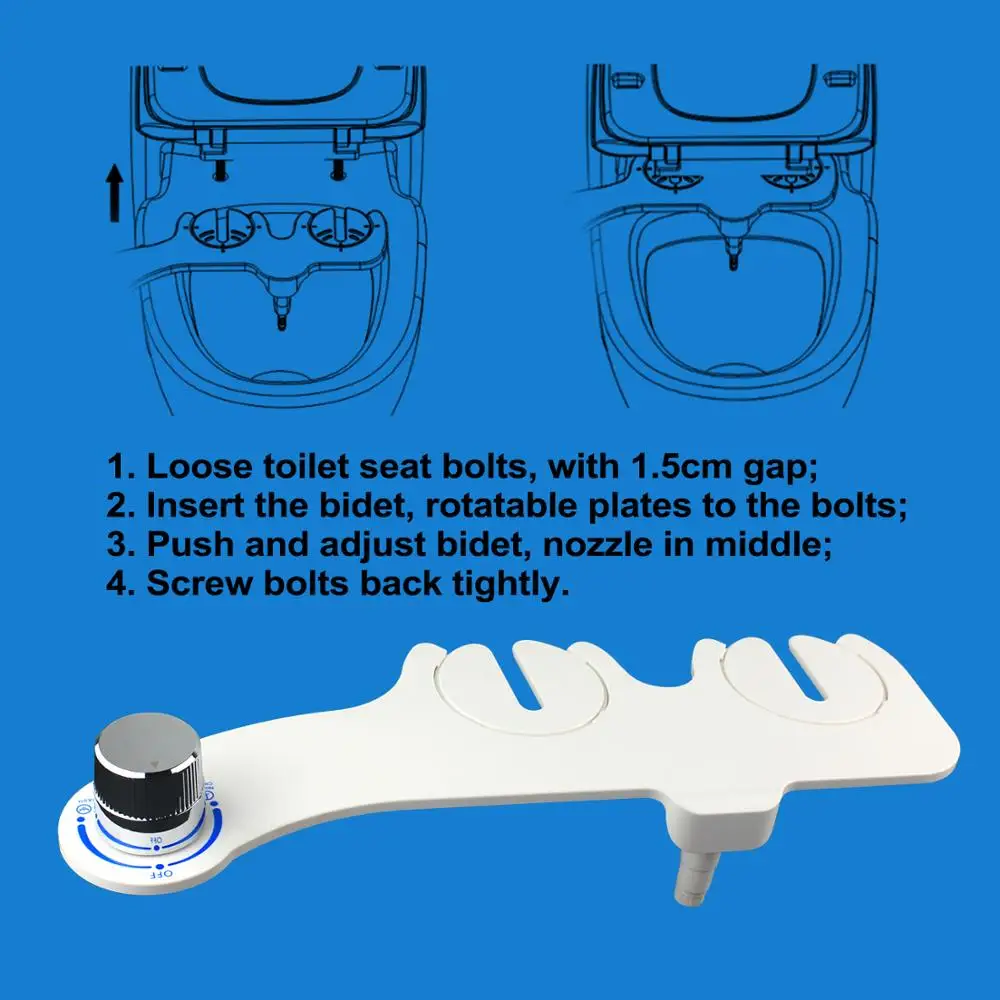 Non-Electric Mechanical Bidet Toilet Attachment Thin and Slim Fresh Water