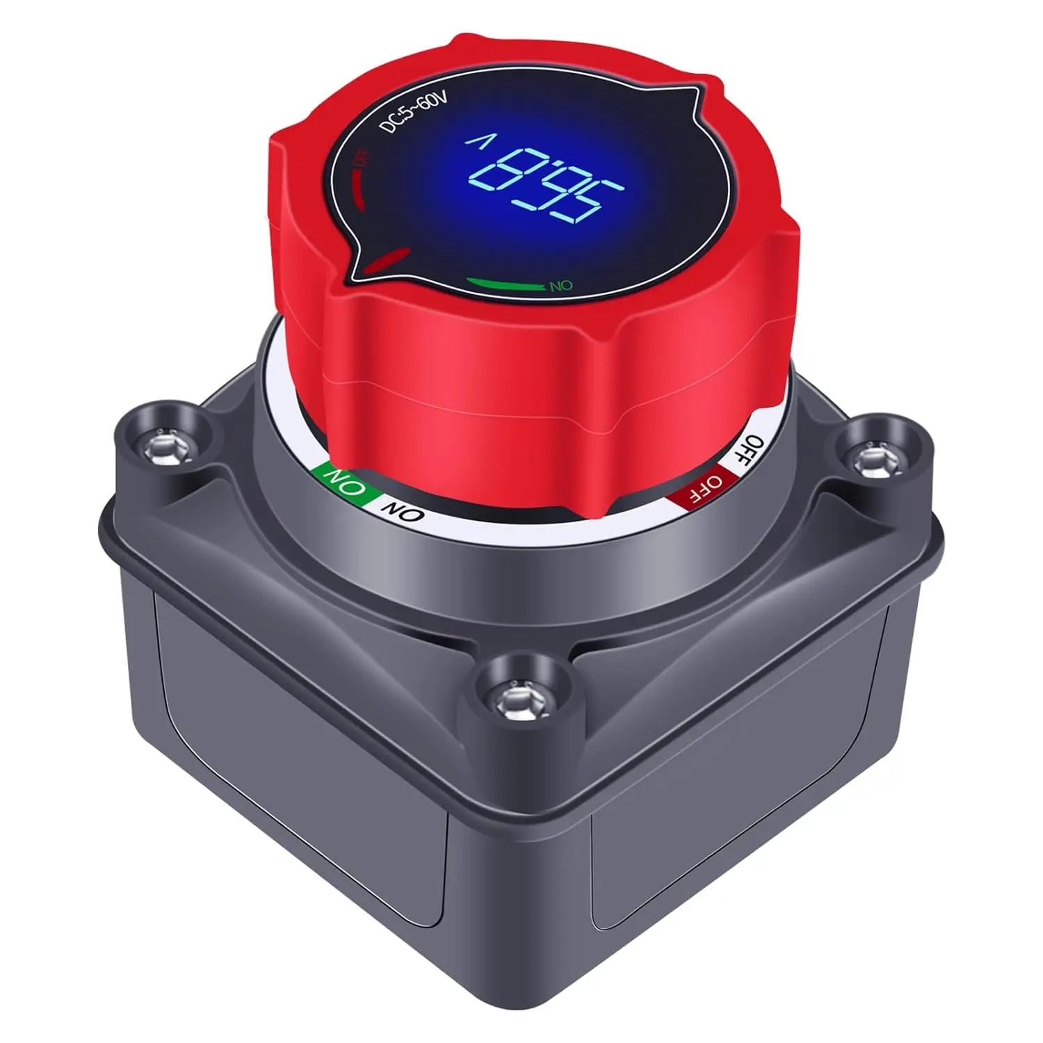 Upgrade battery disconnect switch with voltage display, DC 5-60V battery power main switch disconnect isolator close switch