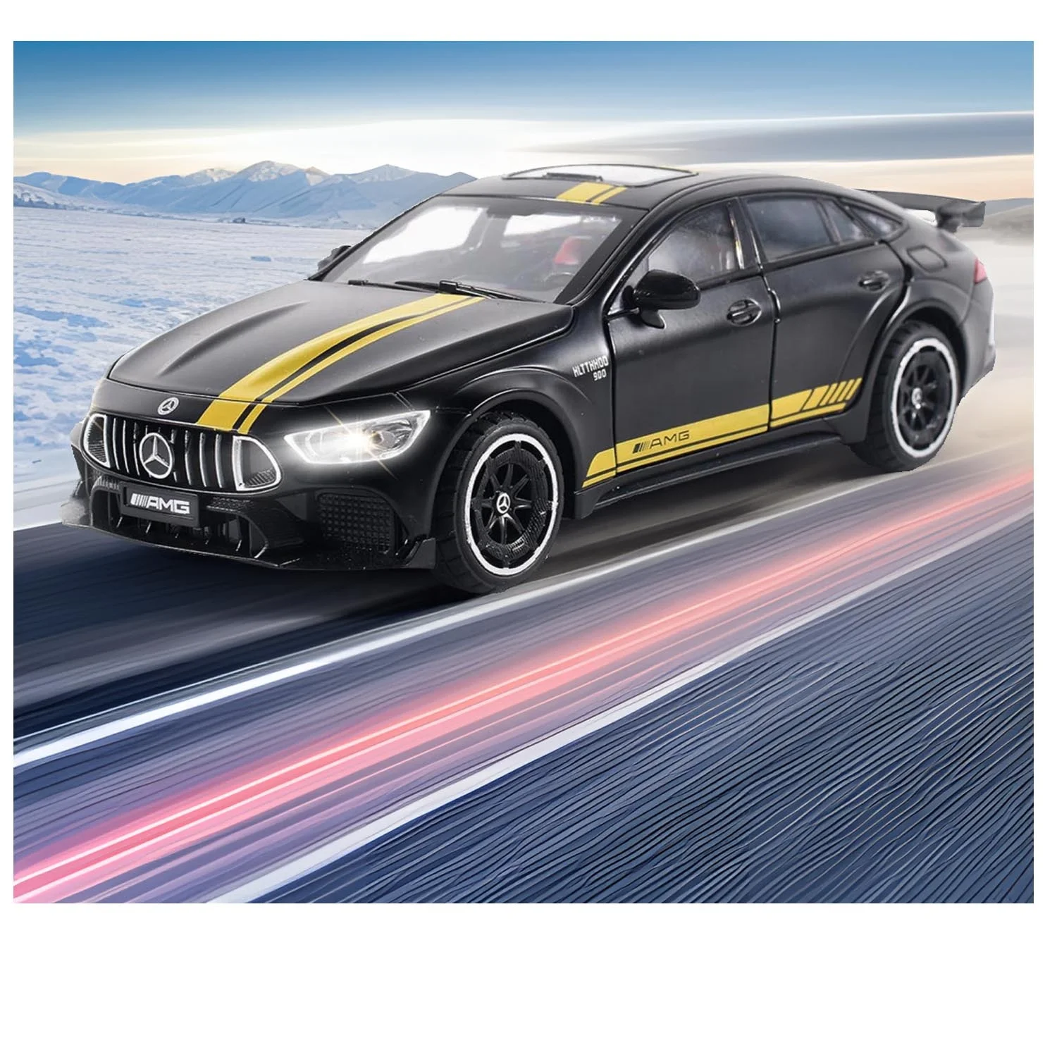 Новая 1:24 литая под давлением Модель Автомобиля AMG GT63 с открывающейся дверью капотом двигателя и открытием багажника игрушечная машинка из сплава легкими звуками