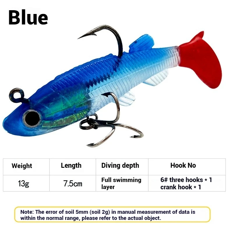 New In 2024 80mm/13.5g T-Tail Rolled-tail Lead Fishing Lure Soft Silicone Fishing Lures Lifelike Wobbler Fishing Pesca