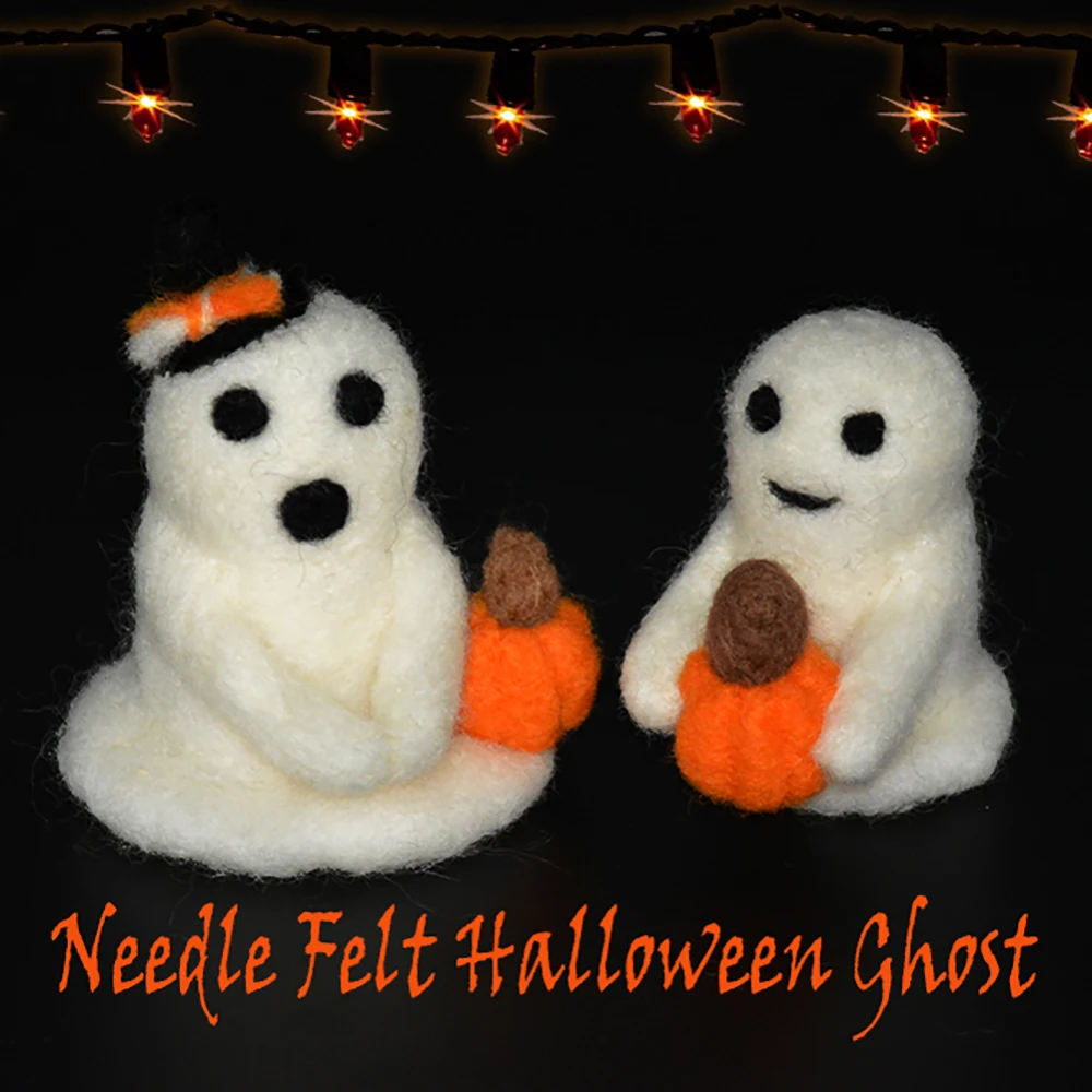 Needle Felt Halloween Ghost Toys - Soft, Small, High Quality Wool Felt Ghost Toys for Halloween Decoration.