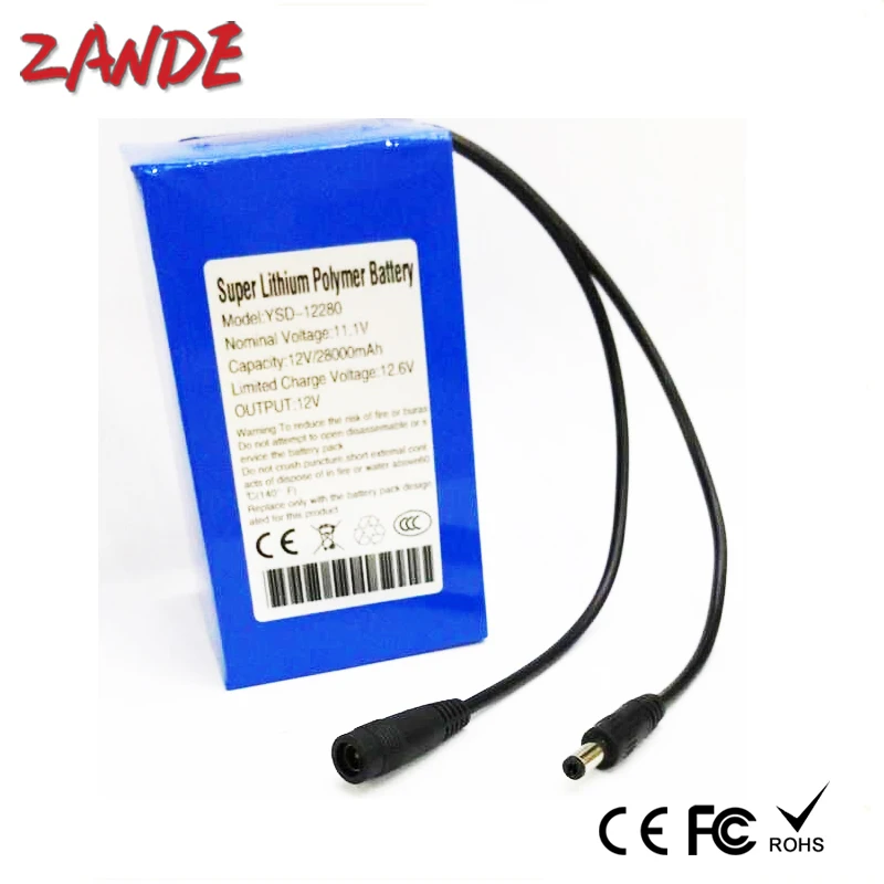 Large capacity 12v 28Ah 30Ah 40Ah Rechargeable li-ion polymer battery pack for CCTV Camera LED strips Wifi booster